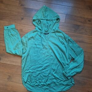 Olsen Green Hooded Shirt Size XL